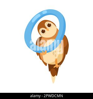 Owl-Zeichen mit Buchstabe o Vektordarstellung Stock Vektor