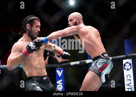29. April 2023, Las Vegas, NV, LAS VEGAS, NV, Vereinigte Staaten: LAS VEGAS, NV - 29. April: Trey Waters schlägt Josh Quinlan in einem Welterweight-Kampf am UFC Apex for UFC Fight Night - Song gegen Simon am 29. April 2023 in Las Vegas, NV, USA. (Kreditbild: © Louis Grasse/PX Imagens via ZUMA Press Wire) NUR REDAKTIONELLE VERWENDUNG! Nicht für den kommerziellen GEBRAUCH! Kredit: ZUMA Press, Inc./Alamy Live News Stockfoto