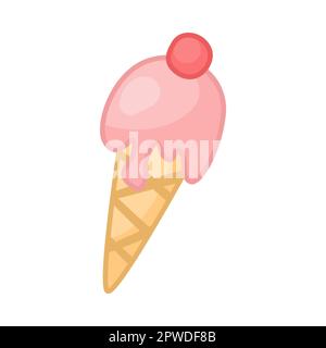 Süßes pinkfarbenes Eiskrem-Cone-Cartoon-Bild Stock Vektor