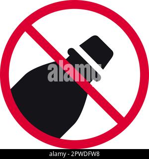 Schild „Keine Plastikflasche verboten“, moderner runder Aufkleber „verboten“, Vektorzeichnung Stock Vektor