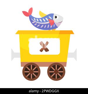 Buchstabe X. niedliches Tier in farbenfroher alphabetischer Bahn. Vektordarstellung von Lernspielzeug für Vorschulkinder. Cartoon-Tiere, die im Transport sitzen Stock Vektor