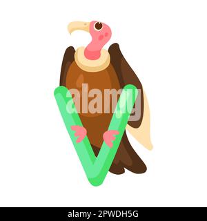 Geier-Figur mit alphabetischem V-Vektorzeichen Stock Vektor