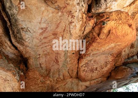 Wunambal Gaambera Uunguu Gwion Art, Jar Island, Kimberley Coast, WA, Australien Stockfoto