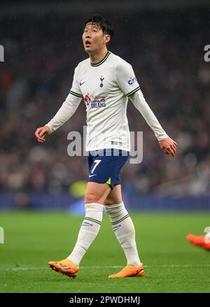 27. April 2023 - Tottenham Hotspur gegen Manchester United - Premier League - Tottenham Hotspur Stadium Tottenham's Heung-Min Son während des Premier League-Spiels gegen Manchester United. Bild : Mark Pain / Alamy Live News Stockfoto