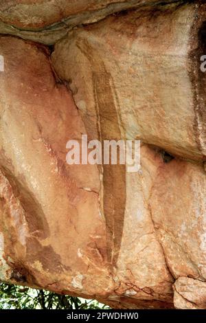 Wunambal Gaambera Uunguu Gwion Art, Jar Island, Kimberley Coast, WA, Australien Stockfoto