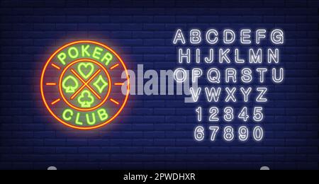 Pokerclub Neonschild Stock Vektor