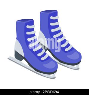 Frauen stellen Skates, Skiausrüstung und Schlittenvektorgrafiken auf weißem Hintergrund dar. Winter, Sport, Outdoor-Aktivitäten Stock Vektor
