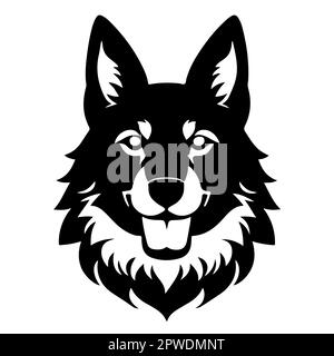 Vektordarstellung eines Schäferkopfes auf weißem Hintergrund isoliert. Stock Vektor