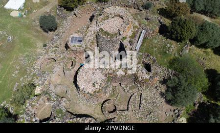 Nuraghe Arrubiù, das riesige rote neuragische Denkmal mit 5 Türmen in der Gemeinde Orroli im Zentrum von Sardinien Stockfoto