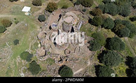 Nuraghe Arrubiù, das riesige rote neuragische Denkmal mit 5 Türmen in der Gemeinde Orroli im Zentrum von Sardinien Stockfoto