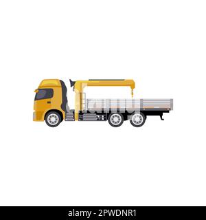 Abbildung des Frachtwagens mit Flachvektor des Krans Stock Vektor