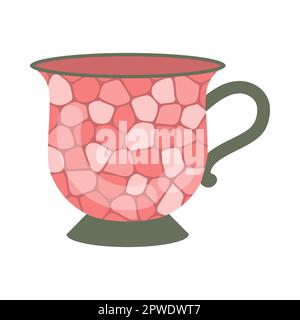 Moderne, pinkfarbene Porzellanbecher-Cartoon-Illustration Stock Vektor