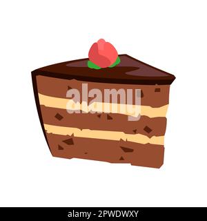 Ein Stück Schokoladenkuchen-Cartoon-Illustration Stock Vektor