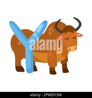 Yak-Zeichen mit Alphabet y-Vektordarstellung Stock Vektor