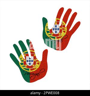 Handgezeichnete Vektorgrafik mit portugiesischem Flaggenmuster, ideal für Poster-, Magazin- und Kleidungsdesign Stock Vektor