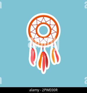 Hippie-Retro-Abzeichen mit Dreamcatcher-Vektorgrafik Stock Vektor