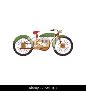 Klassische Motorrad-Cartoon-Illustration Stock Vektor