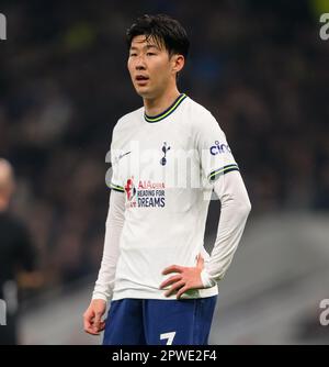 27. April 2023 - Tottenham Hotspur gegen Manchester United - Premier League - Tottenham Hotspur Stadium Tottenham's Heung-Min Son während des Premier League-Spiels gegen Manchester United. Bild : Mark Pain / Alamy Live News Stockfoto