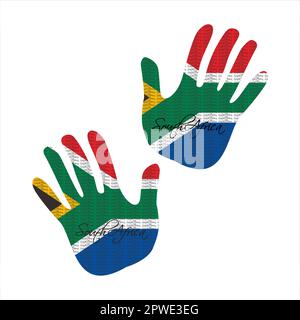 Handgezeichnete Vektordarstellung mit südafrikanischem Flaggenmuster, ideal für Poster-, Magazin- und Webdesign Stock Vektor