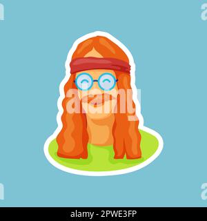 Hippie-Abzeichen im Retro-Look mit Vektorbild „Happy man“ Stock Vektor