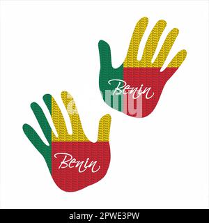 Handgezeichnete Vektorgrafik mit benin-Flaggenmuster, ideal für Poster-, Magazin- und Kleiderdesign Stock Vektor