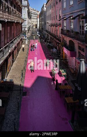 Rua Nova do Carvalho oder „Rosa Straße“, Lissabon, Portugal Stockfoto