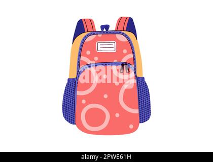 Schulrucksack für Erstklässler. Vektorgrafik im flachen Cartoon-Stil Stock Vektor