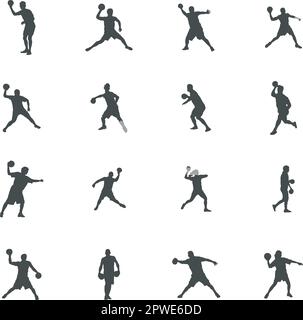 Die Silhouette der Dodgeball-Spieler, der Dodgeball-Spieler-Vektor. Stock Vektor