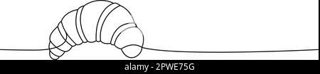 Croissant, süßes Dessert, durchgehende Zeichnung mit einer Linie. Backwaren, Gebäck, kontinuierliche Darstellung auf einer Linie. Minimalistische lineare Vektordarstellung. Stock Vektor