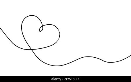 Kontinuierliche Strichzeichnung des Herzens. Ein einhändiges, konturiertes Herz für Design mit Love Print. Symbol Liebe Oneline. Skizze der schwarzen linie isoliert Stock Vektor