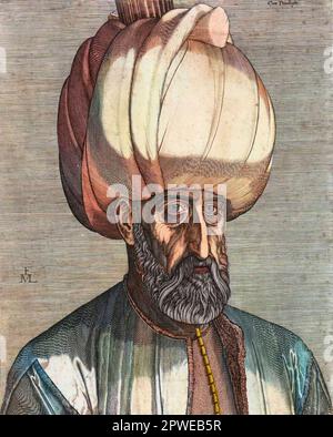 Porträt von Sultan Suleiman dem Großen. - Portrait de Soliman i le Magnifique (1494-1566) (ou le Legislateur), Sultan de l'Empire ottoman - Suleiman I, "The Magnificent," Sultan des Osmanischen Reiches - Stockfoto