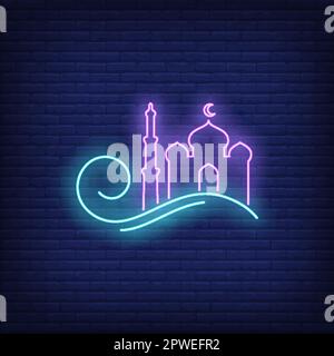 Neonschild mit Moschee-Logo Stock Vektor