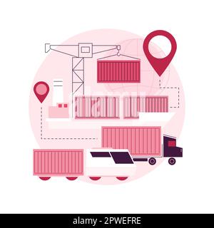 Container Transport abstrakte Konzept Vektor-Illustration. Industrielle Containerfracht, Logistiktransport, Kranlifte Box, Schiffsbeladung, Güterzug, Truck on Road abstrakte Metapher. Stock Vektor