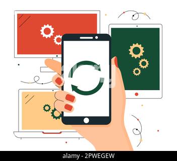 Synchronisierung aller Geräte Stock Vektor