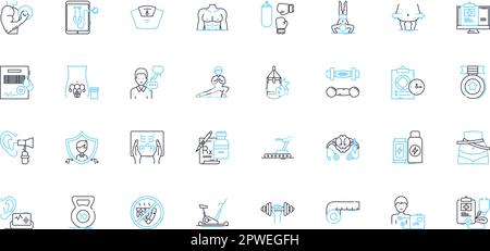 Lineare Symbole für emotionales Wohlbefinden gesetzt. Achtsamkeit, Einfühlungsvermögen, Dankbarkeit, Widerstandsfähigkeit, Erfüllung, Serenity, Harmony Line Vector und Concept Signs Stock Vektor