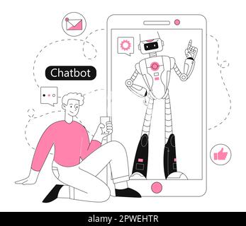 Mann mit Chatbot Stock Vektor