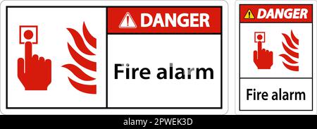 Warnschild „Gefahr/Feuer“ Auf Weißem Hintergrund Stock Vektor