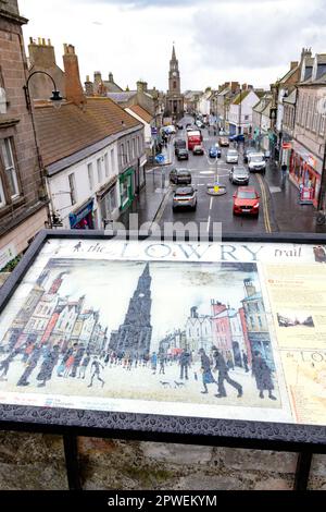 Berwick Upon Tweed, Wandern auf dem Lowry Trail - Blick auf die High Street alias. Marygate, von der Stadtmauer aus zu Fuß; Berwick Upon Tweed, Northumberland, Großbritannien Stockfoto