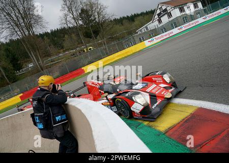 Spa Franchorchamps, Belgien. 29. April 2023. 04/29/2023, Circuit de Spa-Francorchamps, Spa-Francorchamps, WEC - TotalEnergies 6 hours of Spa-Francorchamps, in the Picture TEAM WRT, Oreca 07 - Gibson, Sean Gelael (IDN), Ferdinand Habsburg-Lothringen (AUT), Robin Frijns (NLD), dpa/Alamy Live News Stockfoto