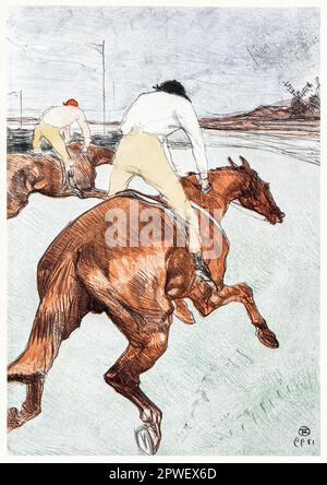 Der Jockey-Druck in hoher Auflösung von Henri de Toulousendash, Lautrec. Original vom Sterling and Francine Clark Art Institute. Stockfoto