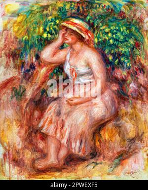Frau DayDreaming von Pierre-Auguste Renoir. Original von der Barnes Foundation. Stockfoto