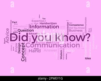 Wortwolkenhintergrundkonzept für Wussten Sie schon? Kommunikation mit Fragen und Antworten für das Brainstorming-Lernkonzept. vektordarstellung. Stock Vektor