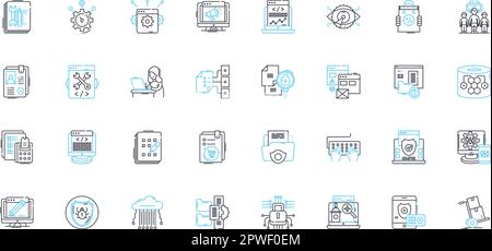 Lineare Symbole für Mobilität eingestellt. Transport, Bewegung, Transit, Reisen, Pendeln, Fahren, Navigationslinienvektor und Konzeptschilder. Mobilität,Fluss Stock Vektor
