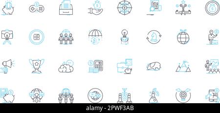 Lineares Symbolset für digitales Banking. Mobile Banking, Fintech, Online-Banking, Neobank, Kryptowährung, Blockchain, biometrischer Linienvektor und Konzept Stock Vektor