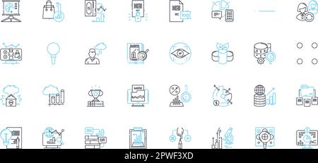Lineare Bewertungssymbole festgelegt. Beurteilung, Analyse, Beurteilung, Bewertung, Prüfung, Beurteilungs-, Einstufungslinienvektor- und Konzeptzeichen. Untersuchung Stock Vektor