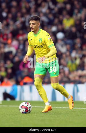 West Bromwich, Großbritannien. 29. April 2023. Dimitris Giannoulis aus Norwich City in Aktion beim Sky Bet Championship Match zwischen West Bromwich Albion und Norwich City im Hawthorns am 29. 2023. April in West Bromwich, England. (Foto: Mick Kearns/phcimages.com) Kredit: PHC Images/Alamy Live News Stockfoto