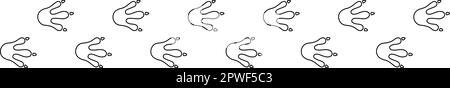 Dragon-Footprint-Linie. Handgezeichnete Dinosaurier-Pfotenabdrücke. Drachenfuß-Silhouette. Süße Baumstruktur. Vektordarstellung auf weiß isoliert Stock Vektor