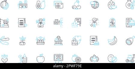 Lineare Symbole für Handelsknoten festgelegt. Märkte, Börsen, Auktionen, Gebote, Angebote, Preise, Handelslinien-Vektor und Konzeptzeichen. Deals, Broker, Plattformen Stock Vektor