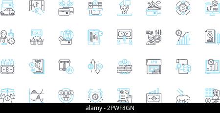 Lineare Symbole für Business Venture. Investitionen, Start-up, Unternehmergeist, Expansion, Innovation, Marketing, Vektor und Konzeptschilder für Vertriebslinien Stock Vektor