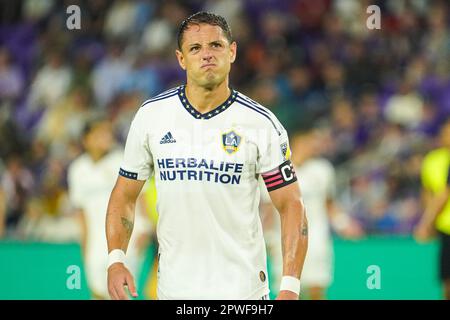 Orlando, Florida, USA, 29. April 2023, LA Galaxy, Javier Chicharito Hernandez Nr. 14 im Exploria Stadion. (Foto: Marty Jean-Louis/Alamy Live News Stockfoto